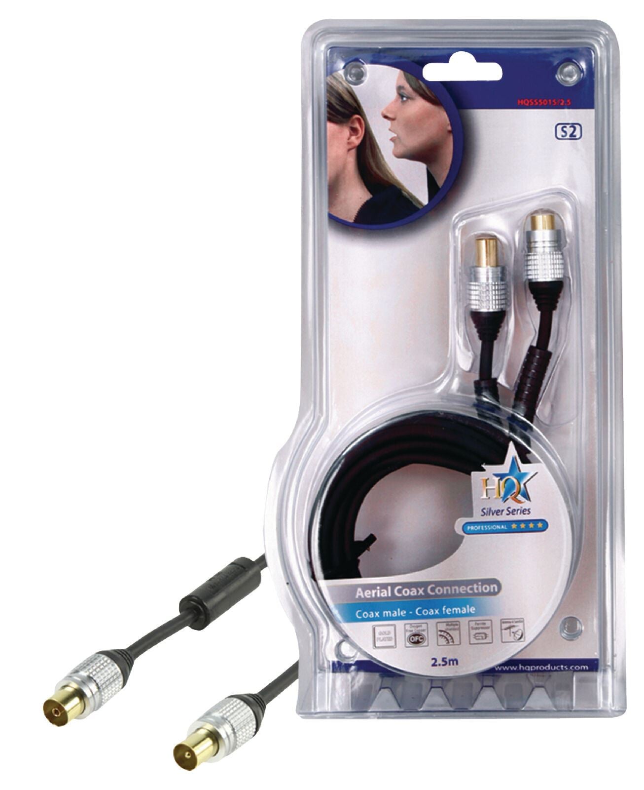 Nedis Coax Cable | IEC (Coax) Male | IEC (Coax) Female | Gold Plated | 75 Ohm | Double Shielded | 2.50 m | Round | PVC | Anthracite