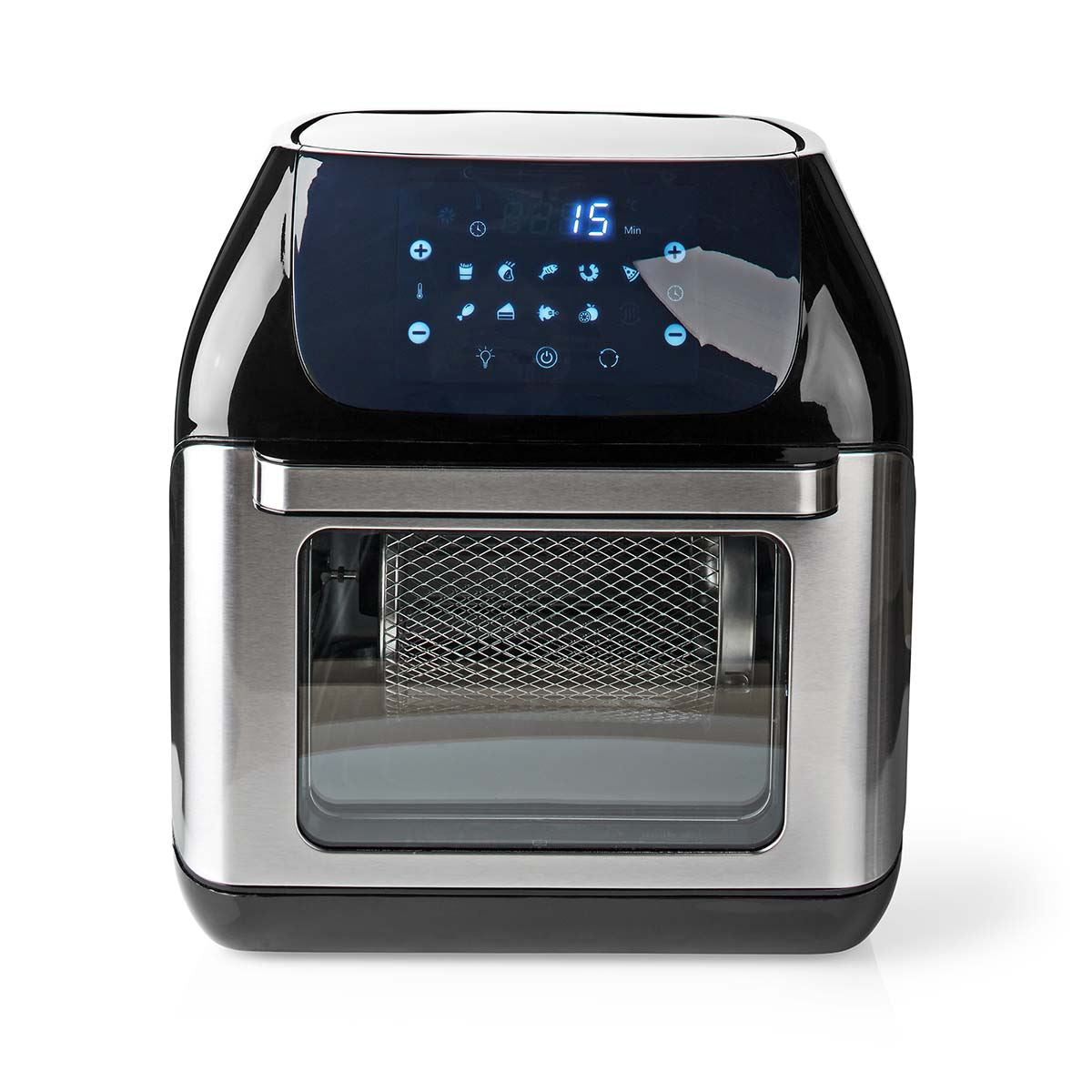 Nedis 12L Hot Air Fryer Mini Oven XXL Multifunctional 9-in-1 with Rotisserie, 9 Pre-Set Programmes, & Timer, 1500W
