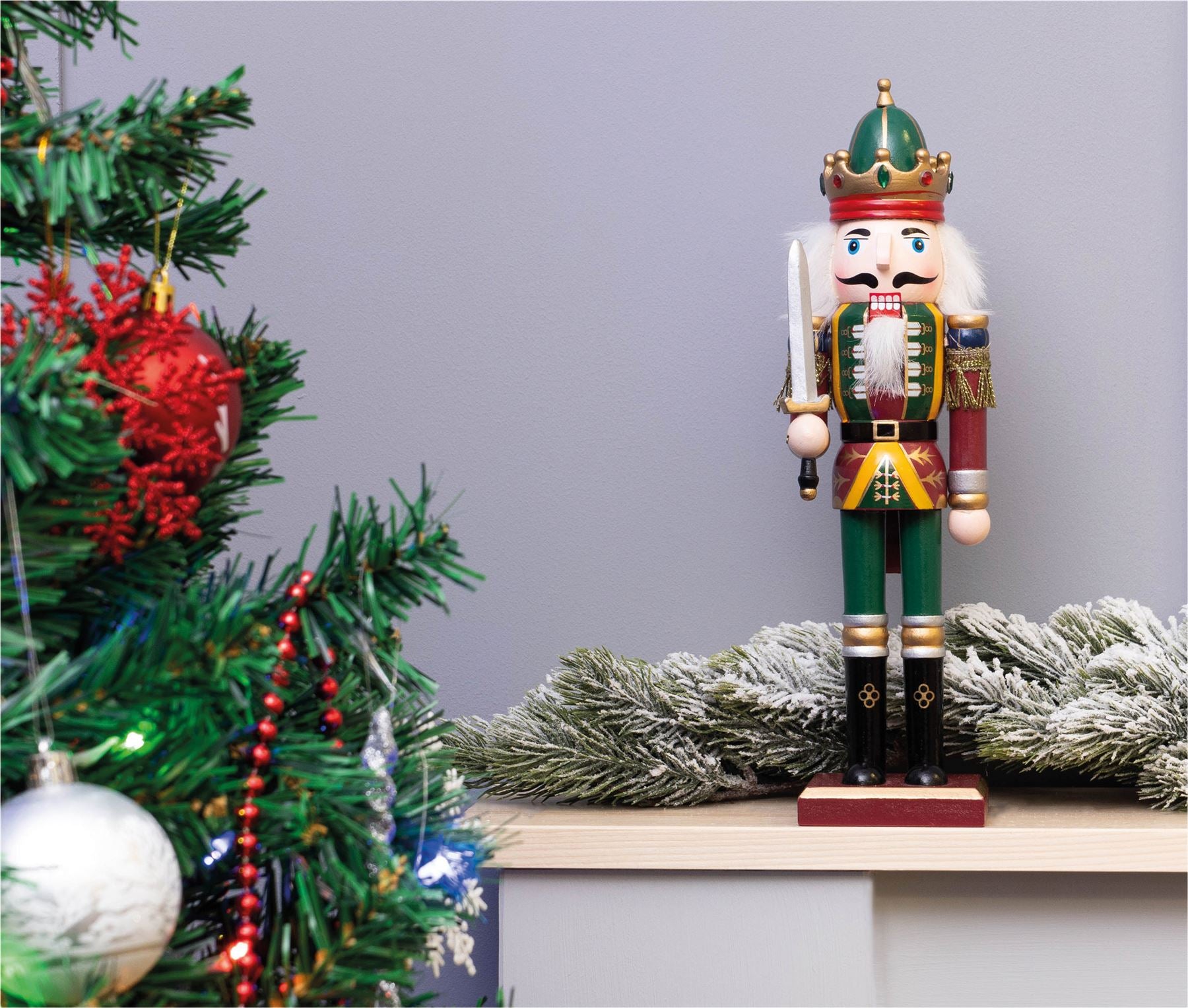 30cm Wooden Traditional Christmas Nutcracker Decoration with Sword