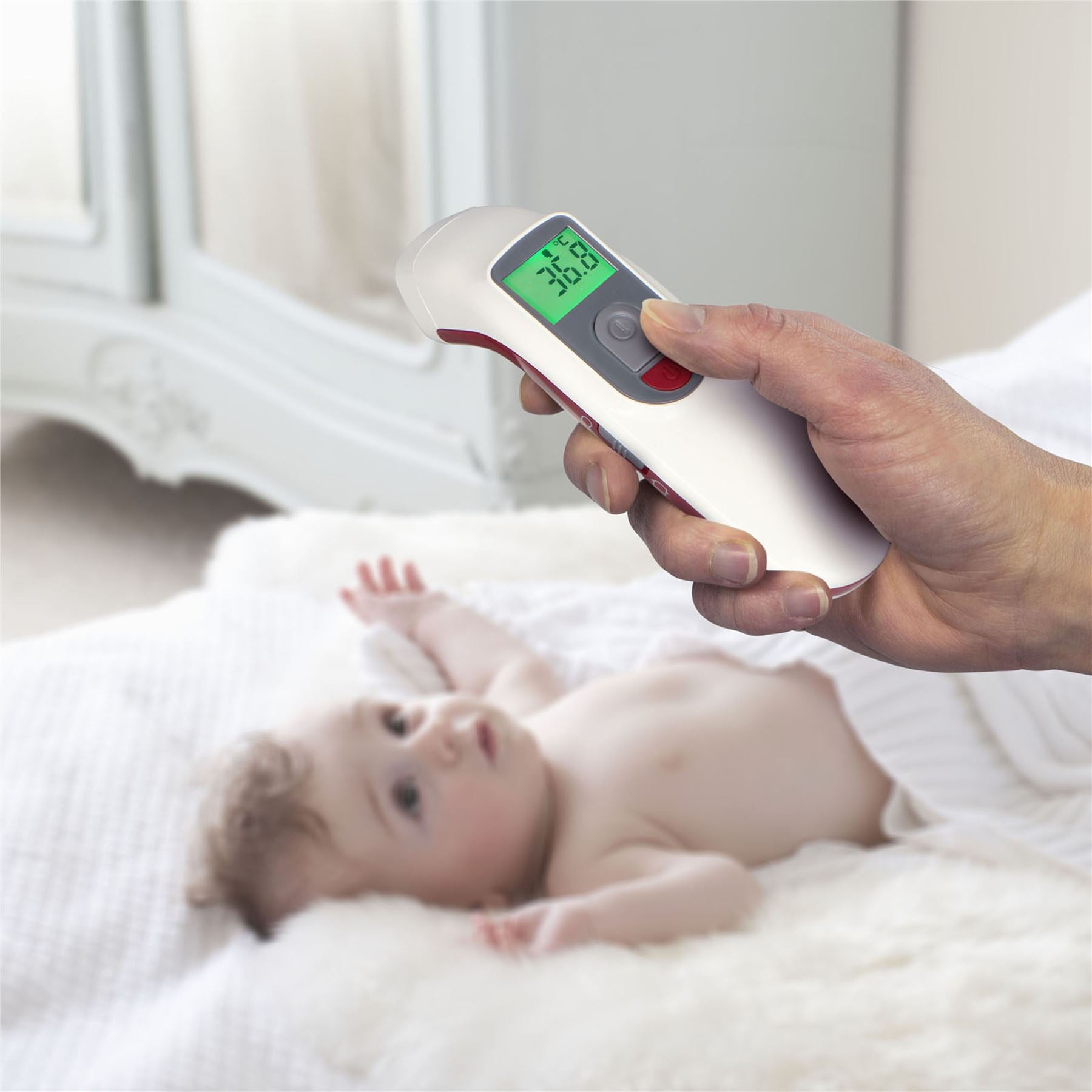 Alecto BC38 No-Touch Forehead Thermometer for Adults, Infrared Digital Thermometer for Kids, Touchless Baby Thermometer, Accurate Reading with LCD Display for Home Use Family Healthcare Temperature Measurement