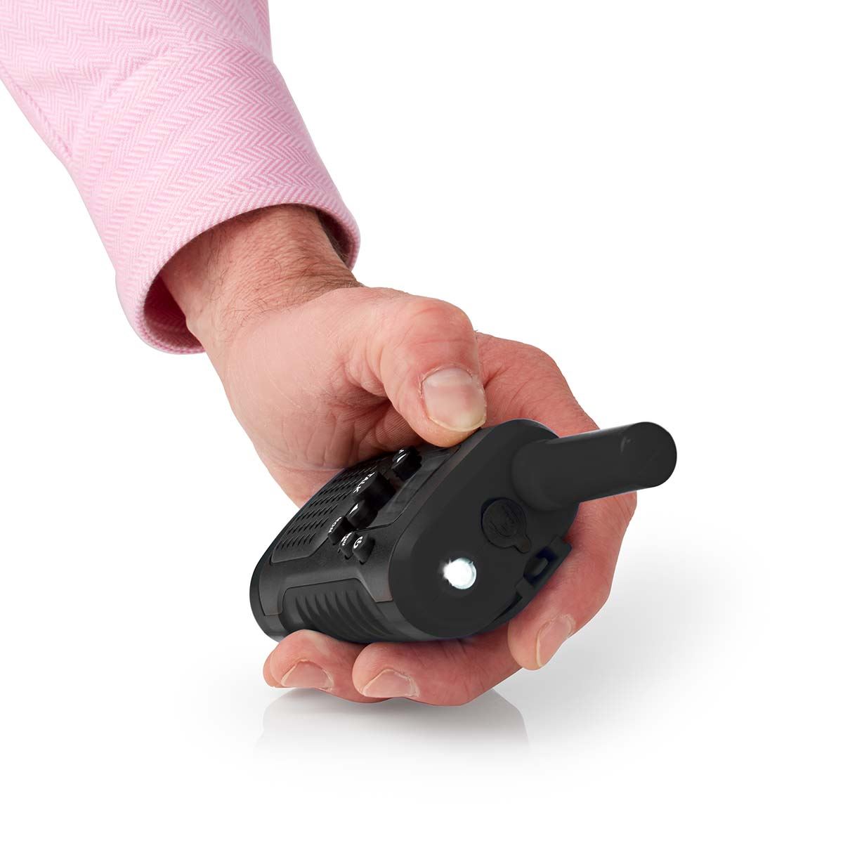 Nedis Walkie Talkies for Adults Long Range Two Way Radios - PMR Walky Talky PTT VOX Easy to Use 8 Ch | Headphone Set| 6km | 3 Hour | Flashlight | Black