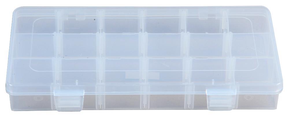 3 -18 Compartment Transparent Organiser Storage Box with Removable Sections - 35mm x 230mm x 125mm, Crafting, DIY etc.