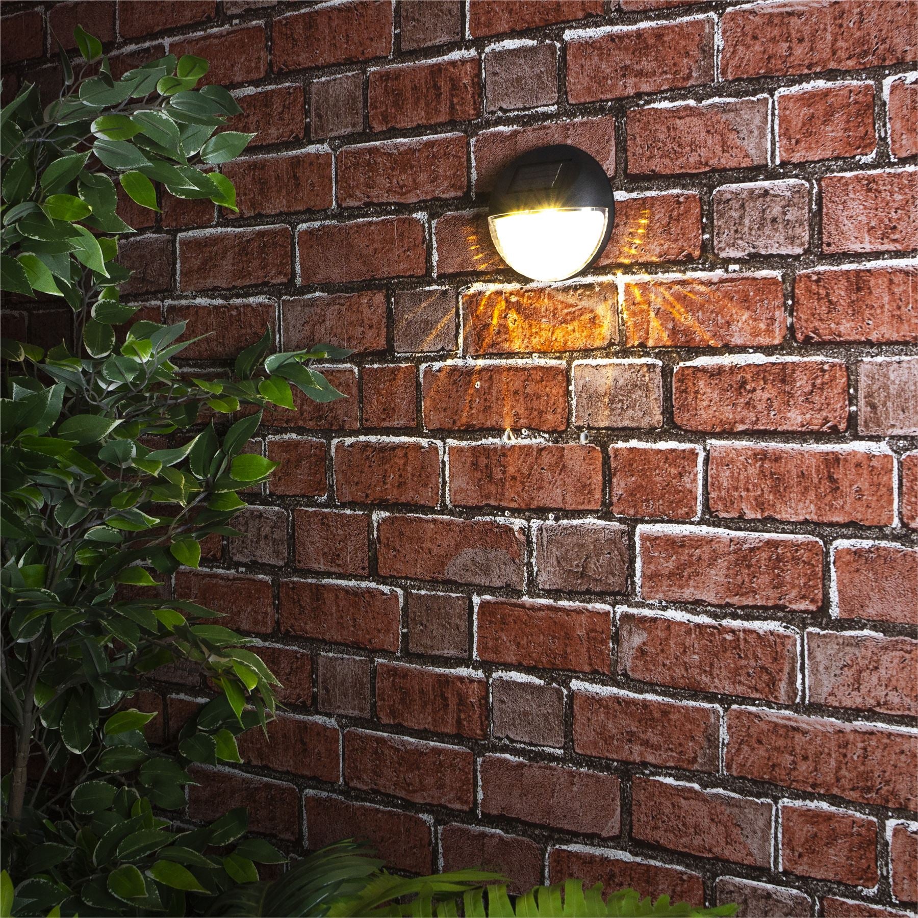Outdoor Solar Powered Fence Wall Light with 2 x Warm White LED's for Garden and Patio