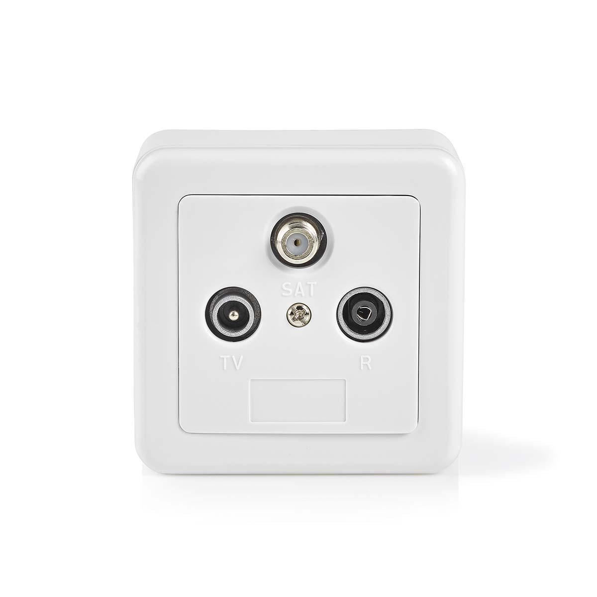 Nedis Antenna End Wall Box | 1x F-Connector Female / 1x IEC Connector Female / 1x IEC Connector Male | 75 Ohm | Return path | Silver / White