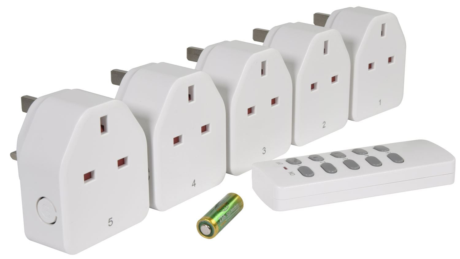 Mercury 5x Wireless Remote Control Gang Outlet Mains Sockets Programmable