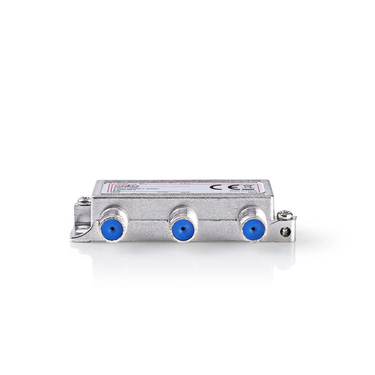 Nedis Satellite Splitter | 5 - 2400 MHz | 10.5 dB | Number of inputs: 1 | Number of outputs: 3 | Impedance external speaker: 75 Ohm | Zinc | Silver