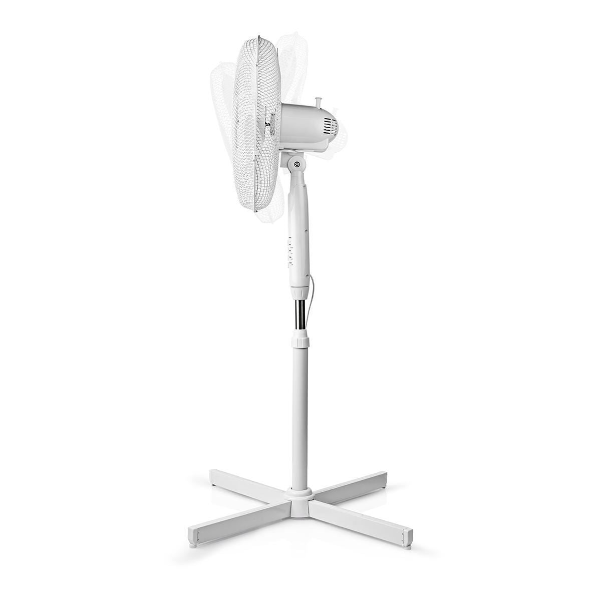 Nedis 40cm Stand Fan 3-Speed with Oscillation 40W, Adjustable height, Shut-off timer, Remote control - White