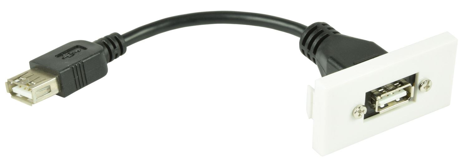 Av:link Keystone Wall Plate Module Outlet Faceplate USB2.0 Type-A Socket to Female Tail 25 x 50mm