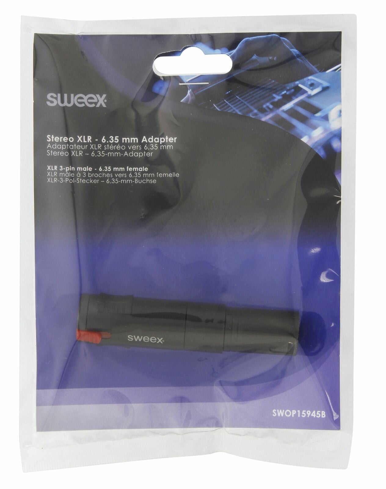 Sweex XLR Adapter XLR 3-Pin Male to 6.35mm Female - Dicast Metal - Black