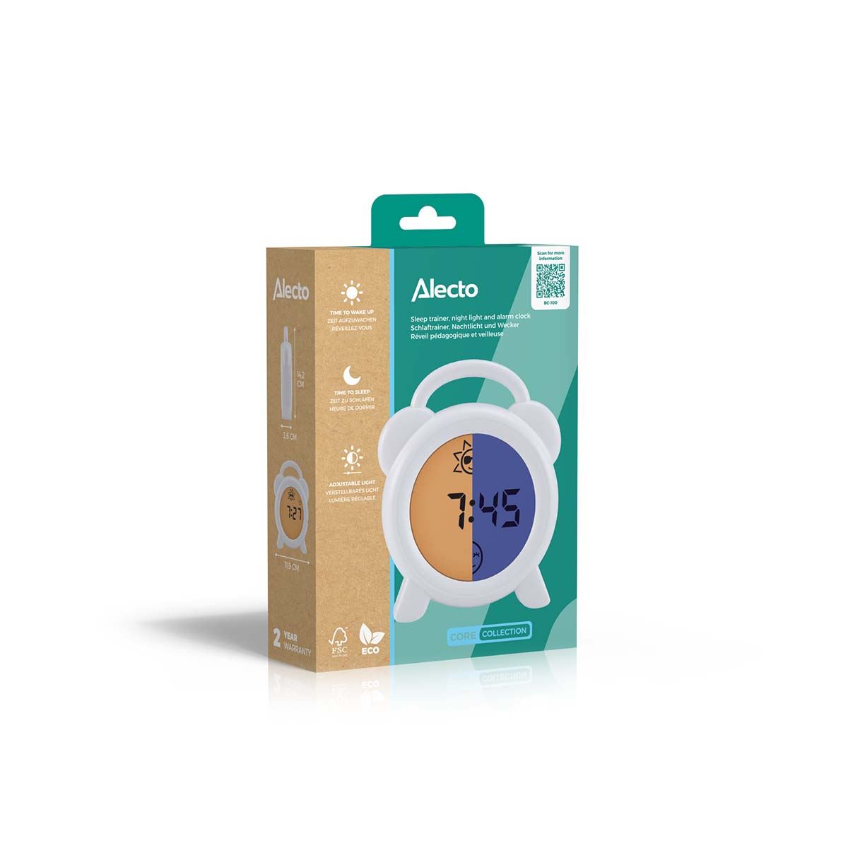 Alecto Childresns Sleep Trainer & Night Lamp Light / Alarm Clock White