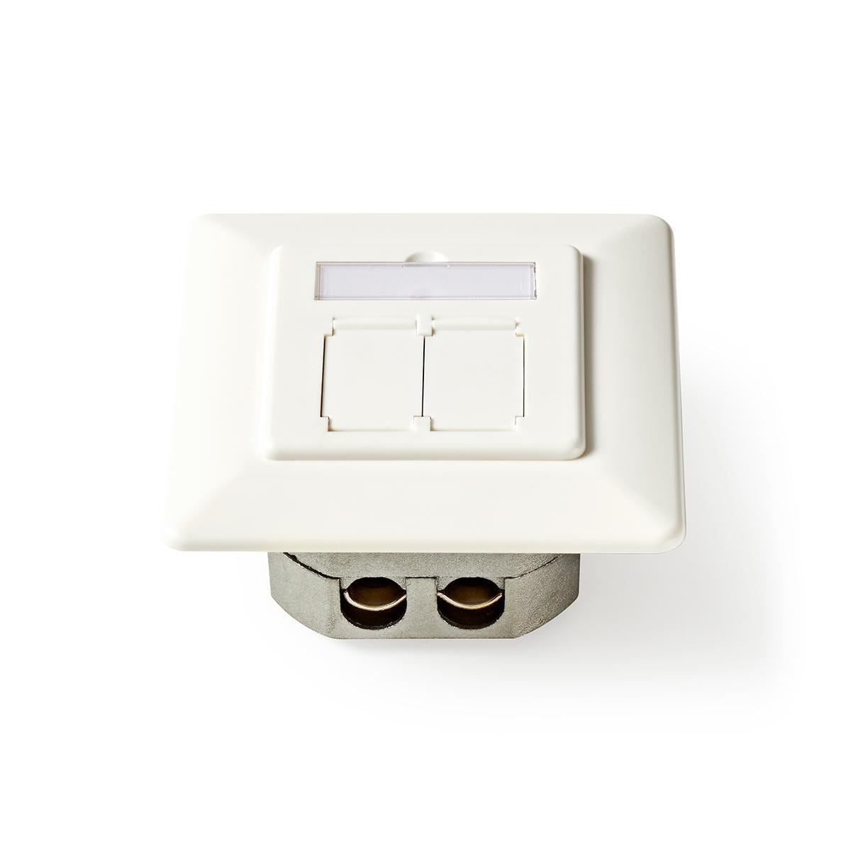 Nedis Network Wall Box | In-Wall | 2 port(s) | CAT6a | Straight | Female | Gold Plated | PVC | White | Envelope