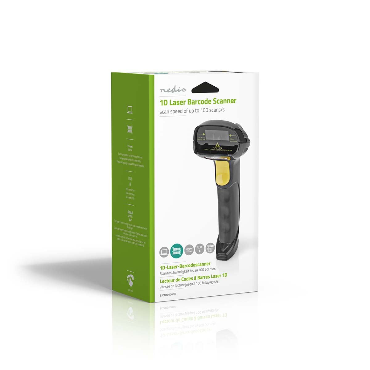 Nedis Barcode Scanner | Laser | Wired | 1D Linear | USB Powered | USB 2.0