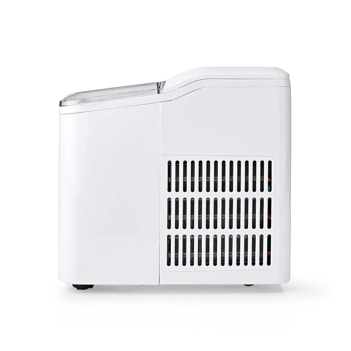 Nedis Ice Maker, Countertop Machine With 1.6L Tank, Up to 12 kg of Ice in 24hrs, Includes Removable Basket, Produces Ice Cubes in 8 Minutes - White