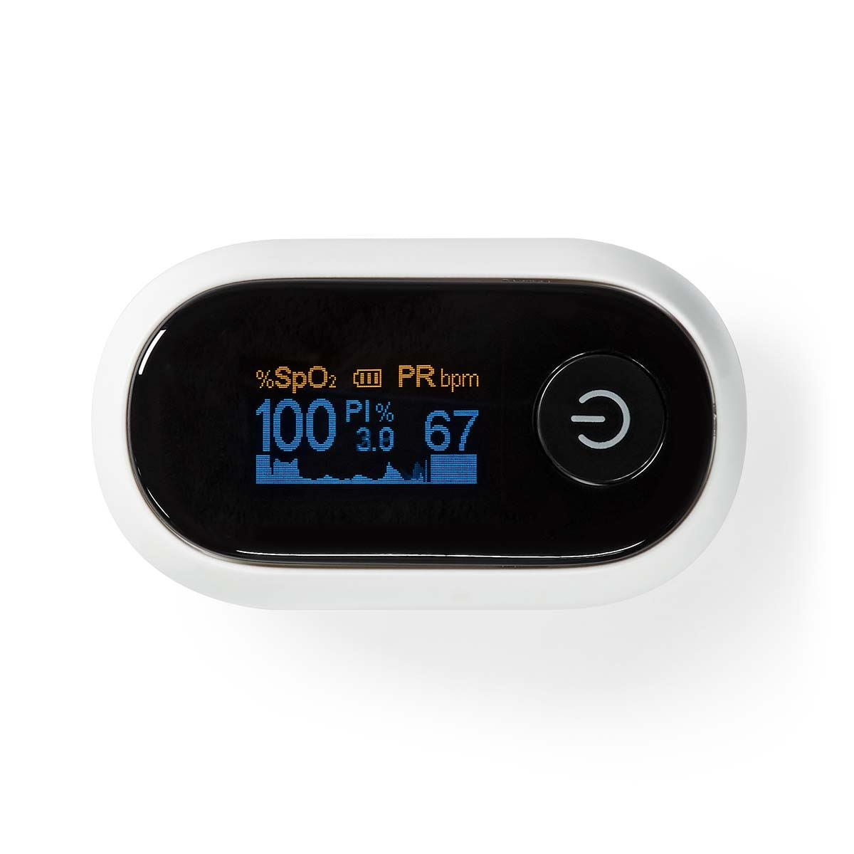 Nedis Smartlife Pulse Oximeter, Measures SpO2, PR & PI, OLED Display, Bluetooth, High Precision Sensor, 8-Second Reading, App Connected - White