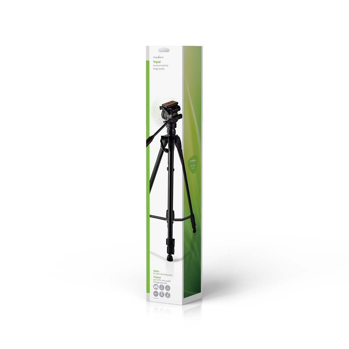 Nedis Tripod | Maximum load capacity: 3.0 kg | Minimum working height: 60.0 cm | Maximum working height: 165.0 cm | 3 Segments | Pan & Tilt | Travel bag included | Self levelling feet | ABS / Aluminium | Black