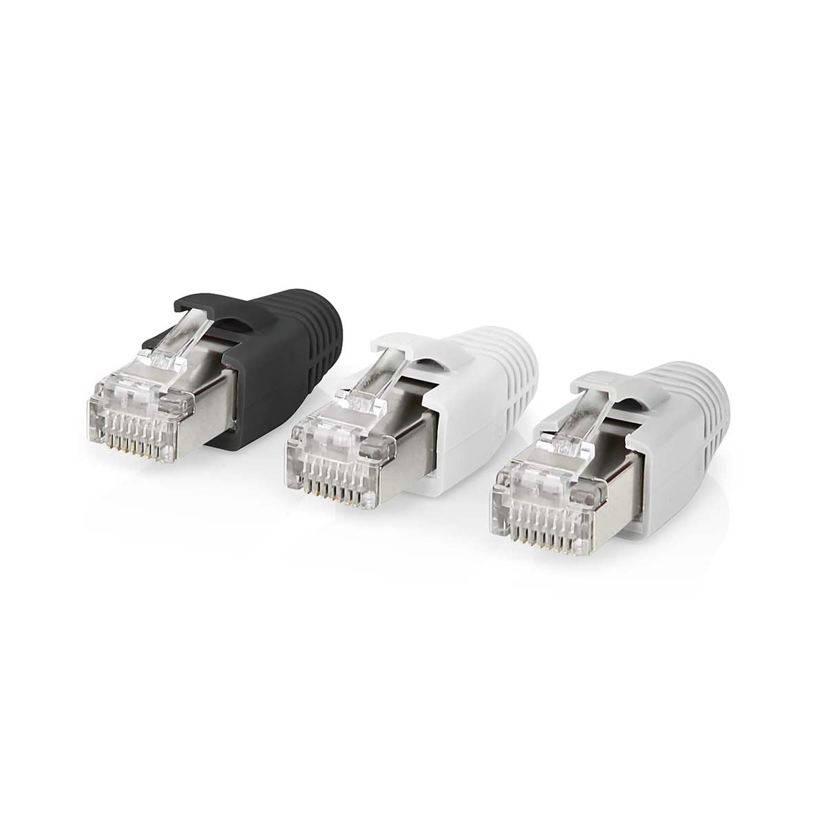 Nedis RJ45 Connector | RJ45 Pass Through | Solid/Stranded FTP CAT6a | Straight | Gold Plated | 10 pcs | PVC | Black / Grey / White | Box