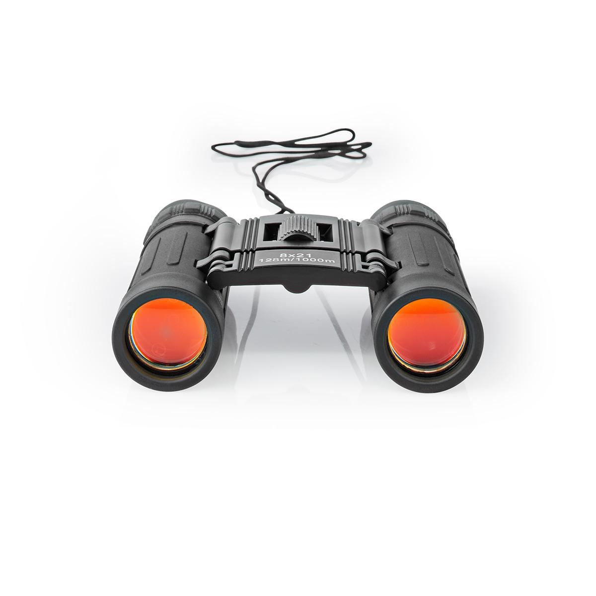 Nedis 8x21 Compact Roof Prism Binoculars, Lightweight Portable HD Lens, Rubber Grip, Dioptric Correction, Ideal For Bird Watching, Hiking, Travel, Sightseeing - Black