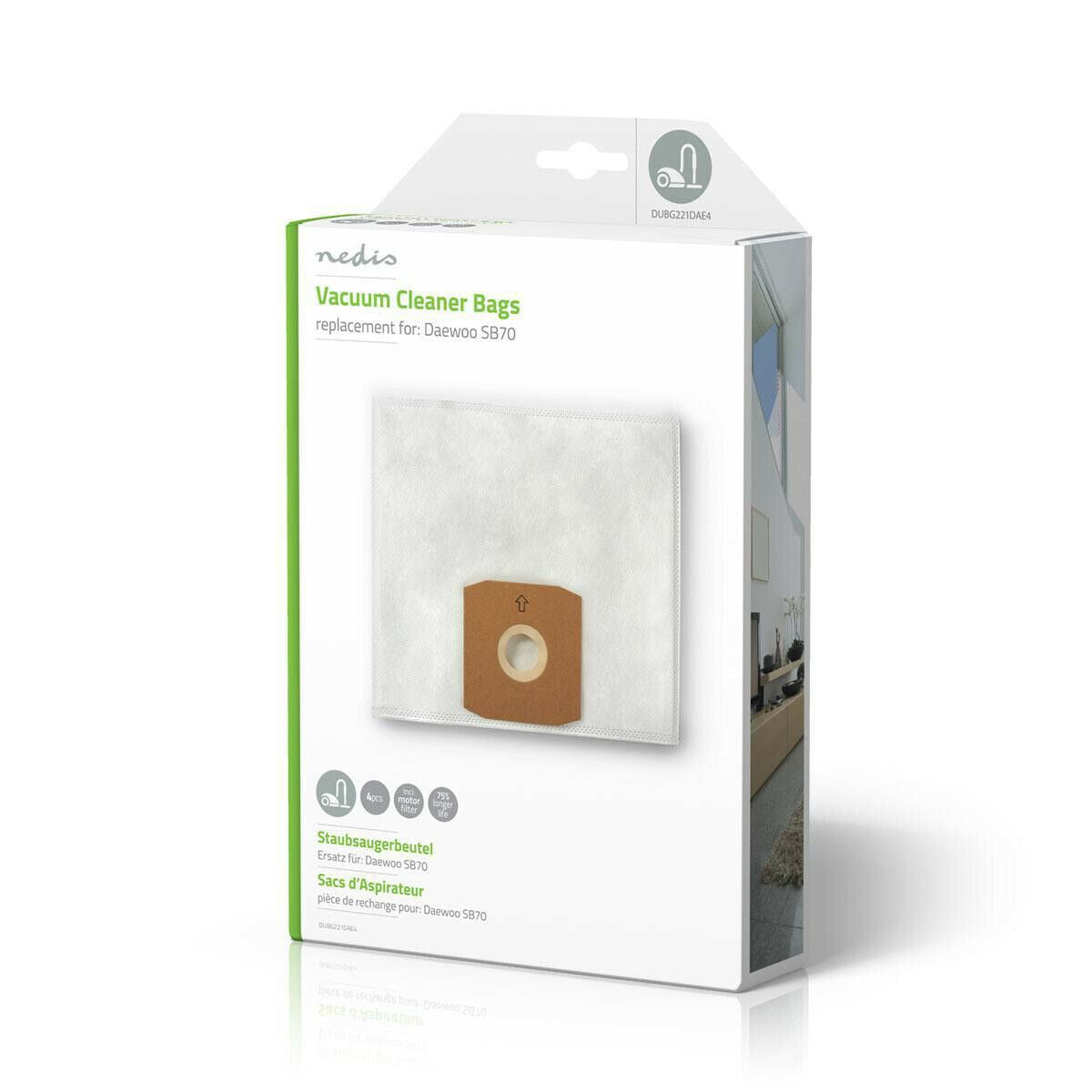 Nedis Vacuum Cleaner Bag | 4 pcs | Synthetic | Most sold for: Daewoo SB70 | White
