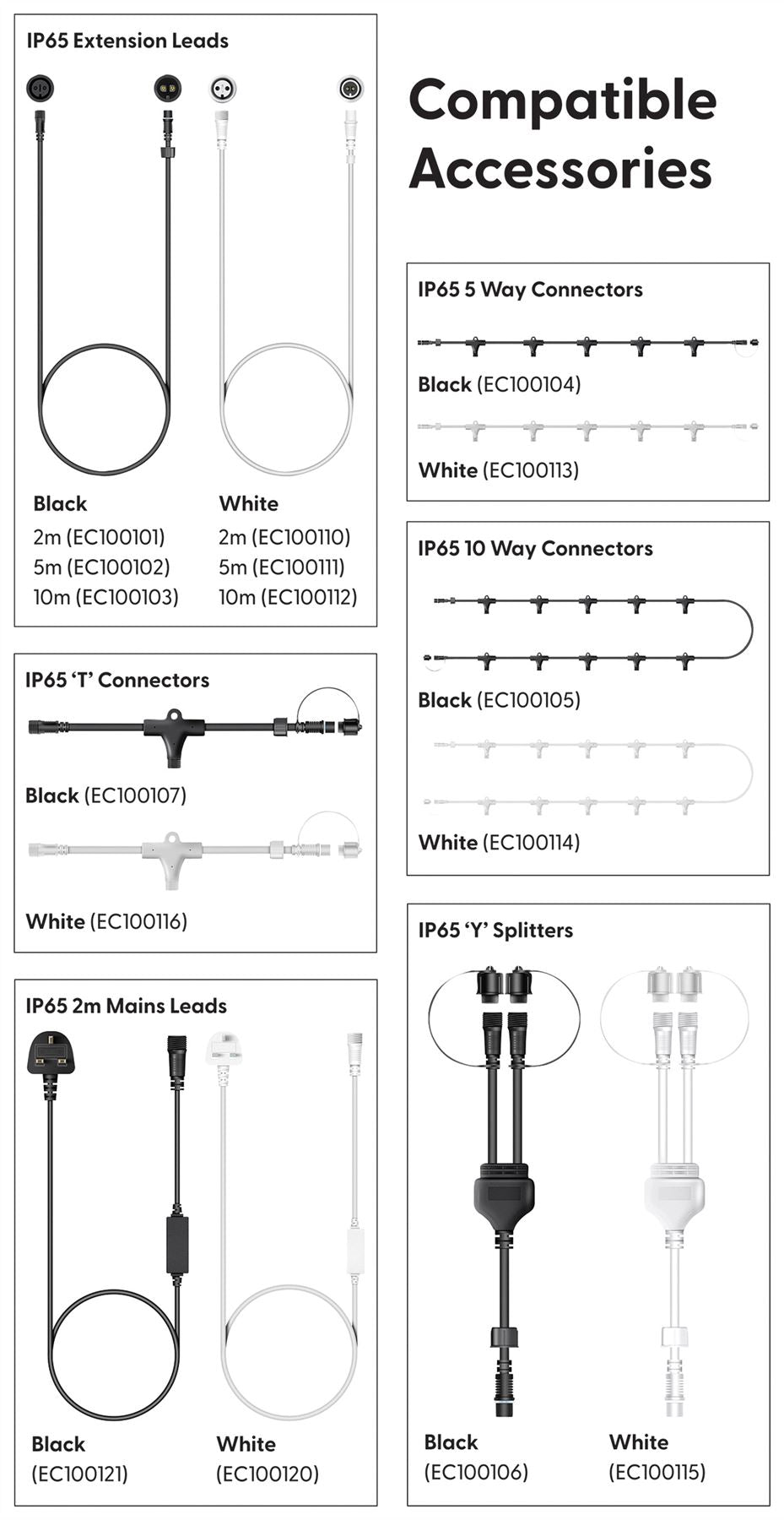5m Easy-Connect Cool White 40 LED String Lights With Interconnectable White Rubber Cable