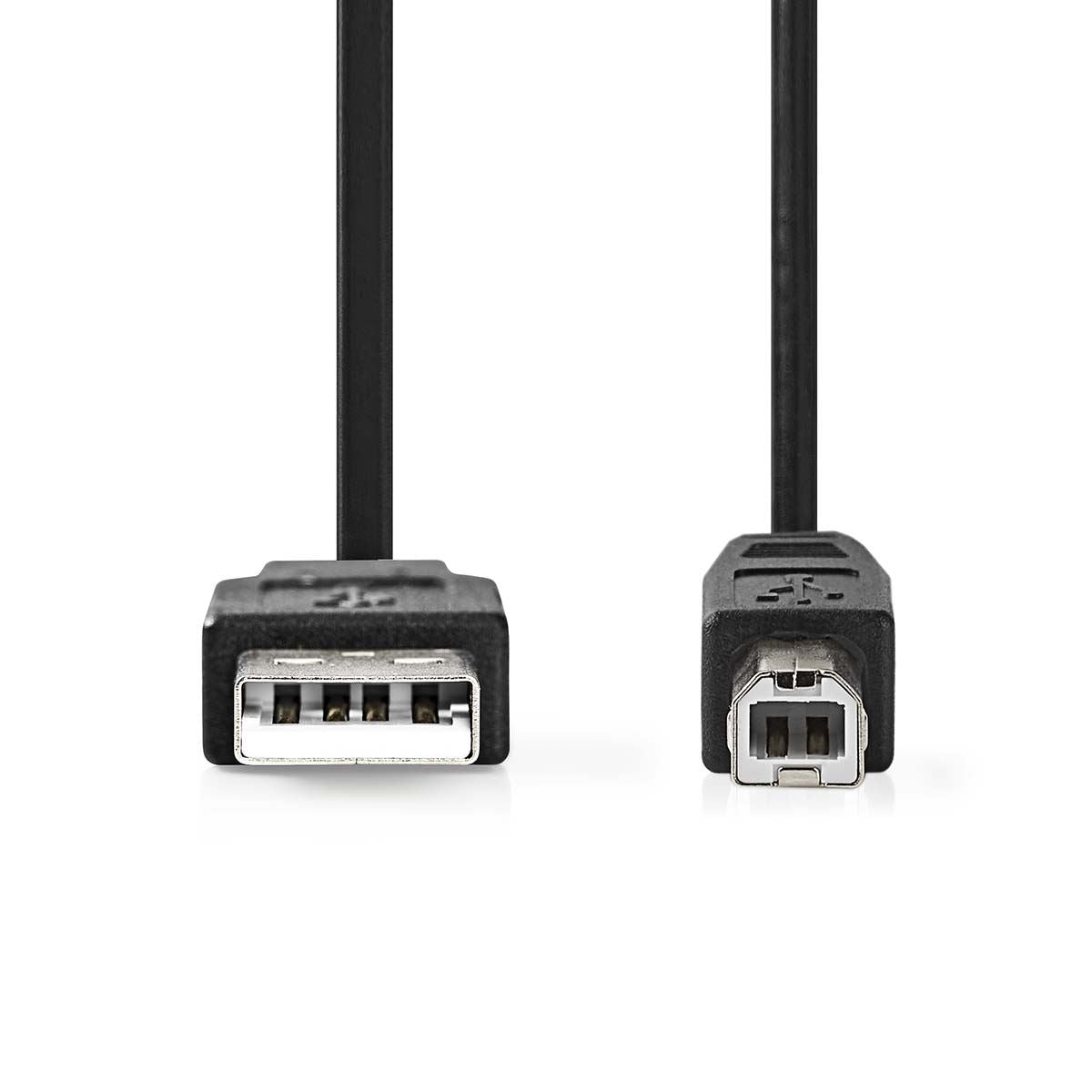 Nedis USB Cable | USB 2.0 | USB-A Male | USB-B Male | 10 W | 480 Mbps | Nickel Plated | 1.00 m | Round | PVC | Black