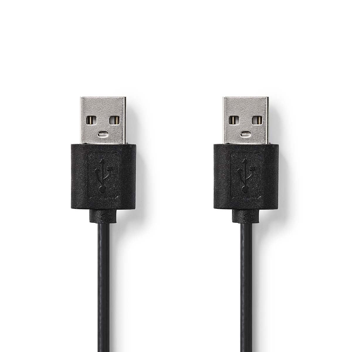 Nedis USB Cable | USB 2.0 | USB-A Male | USB-A Male | 480 Mbps | Nickel Plated | 2.00 m | Round | PVC | Black | Label