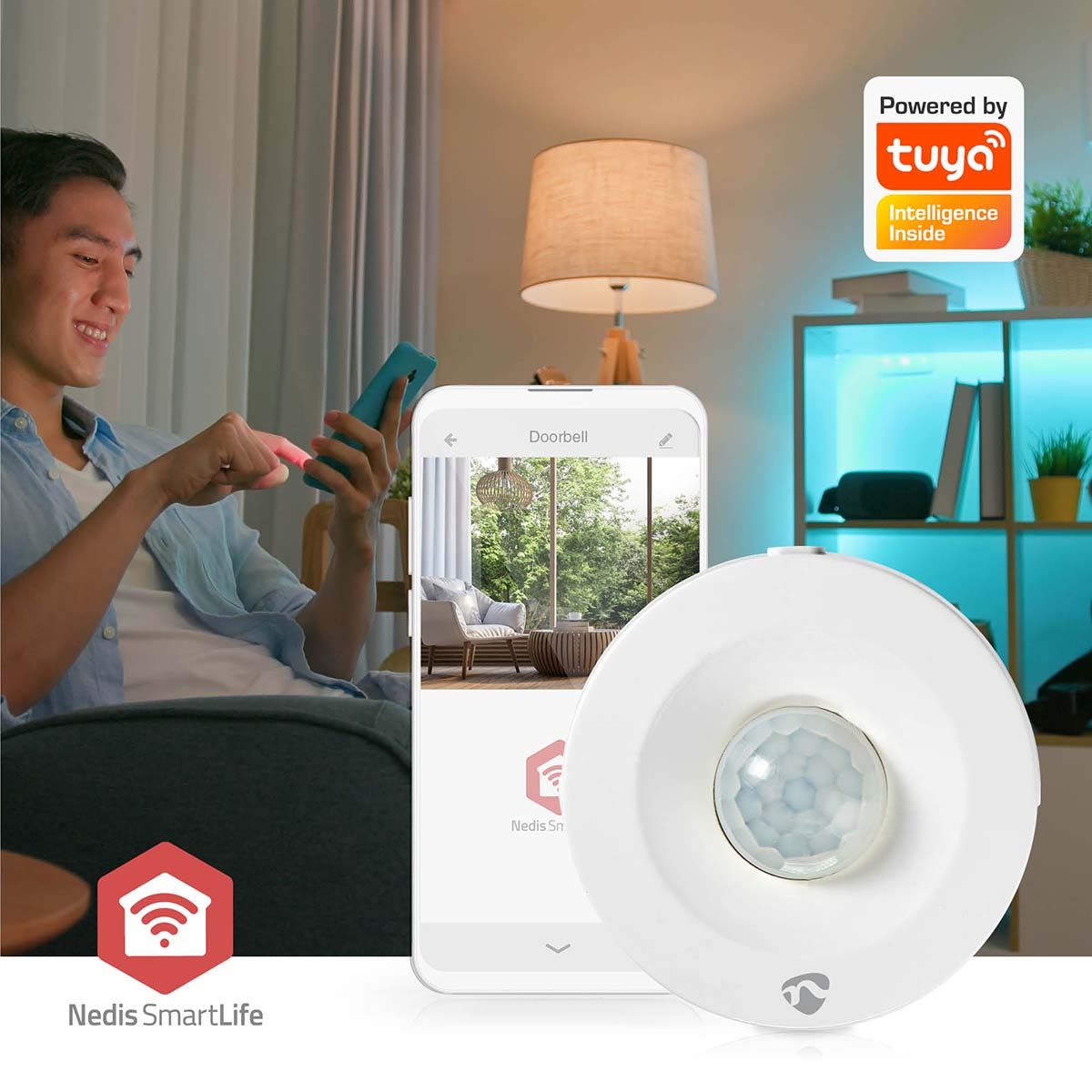 Nedis SmartLife Motion Sensor | Zigbee 3.0 | Battery Powered | IP20 | Detector angle: 120 ° | Detector range: 5 m | Max. battery life: 12 Months | White