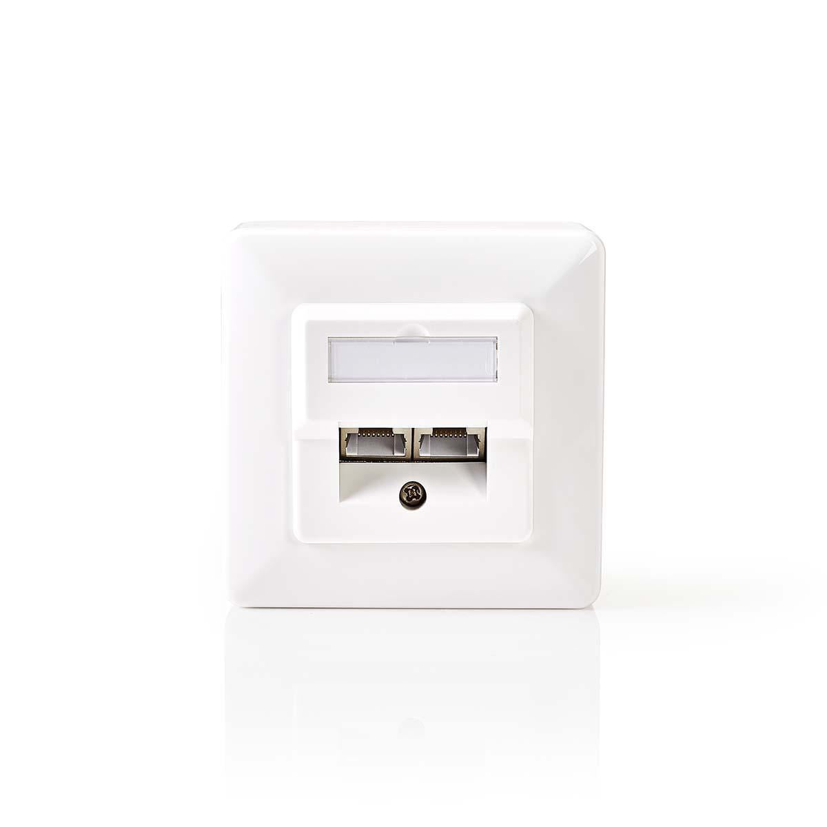 Nedis Network Wall Box | In-Wall | 2 port(s) | CAT5e | Straight | Female | Gold Plated | PVC | White | Envelope