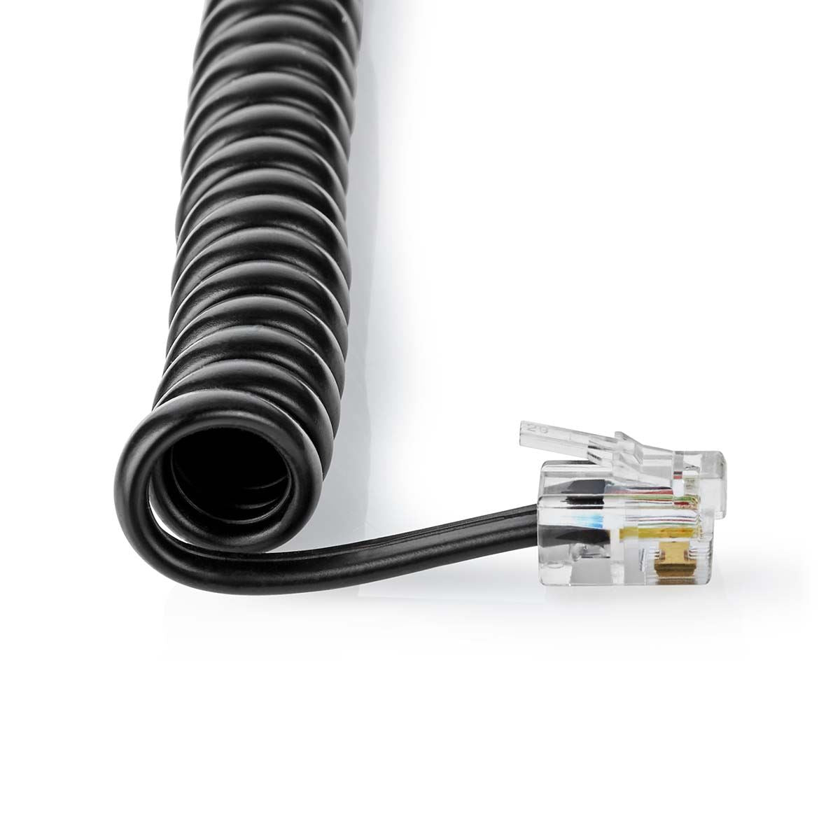 Nedis Telecom Cable | RJ10 Male | RJ10 Male | 5.00 m | Cable design: Coiled | Cable type: RJ10 | Black | Envelope