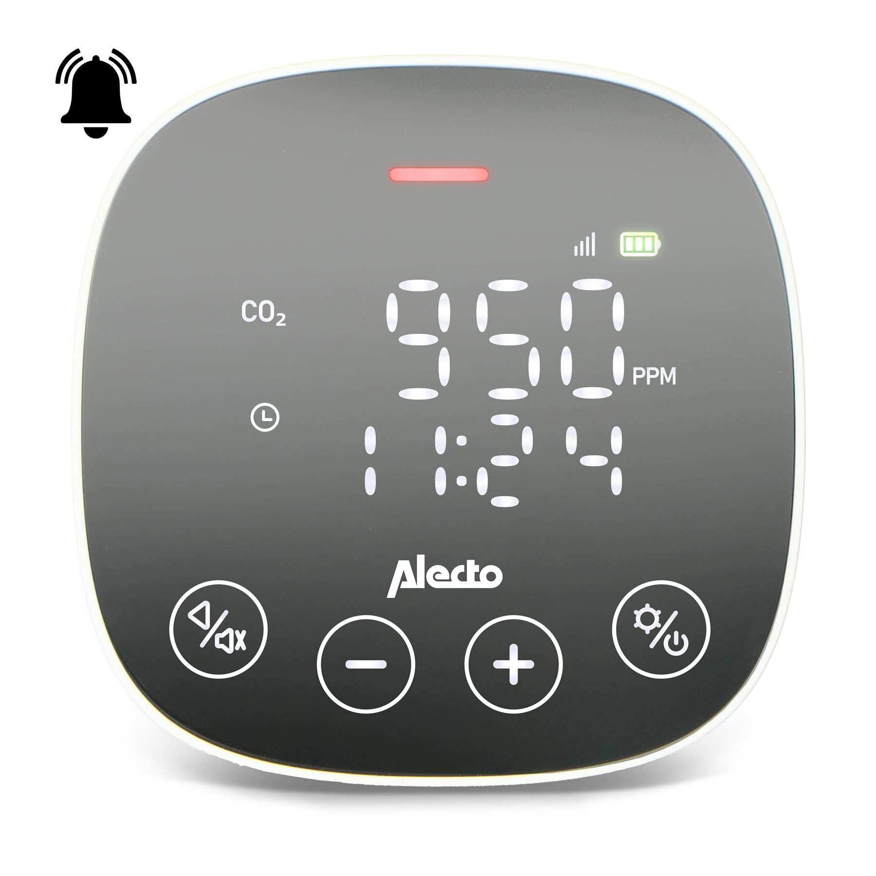 Alecto AQ30 LCD Air Quality Monitor Meter for CO2, Humidity with NDIR sensor | EN 61326-1:2013 ISO | White