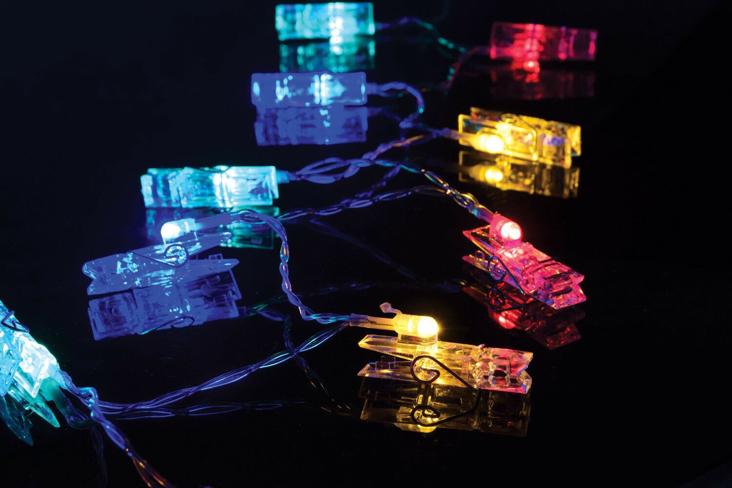 LED Battery Powered Photo Peg String Lights - Multicolour