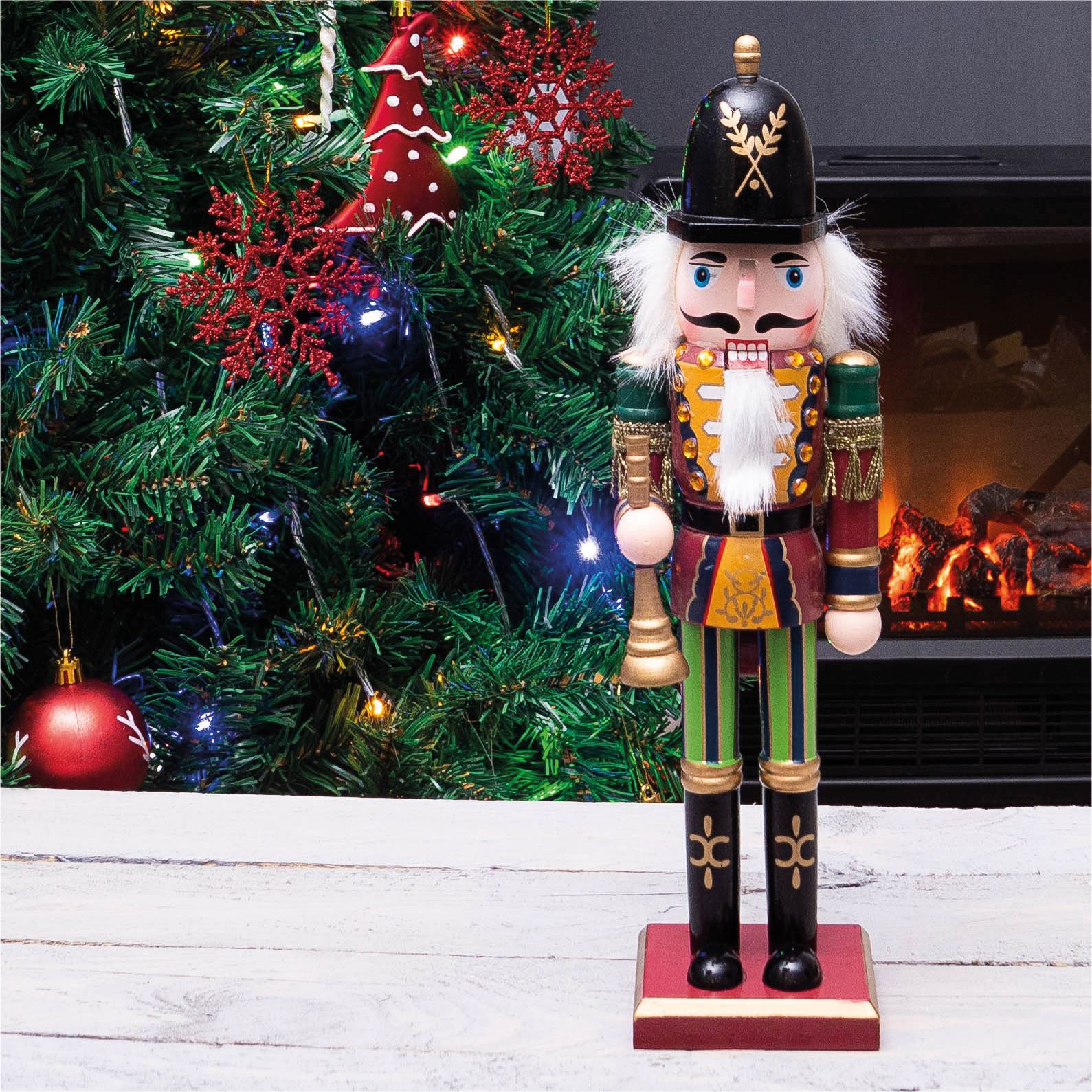 30cm Wooden Traditional Christmas Nutcracker Decoration with Bugle