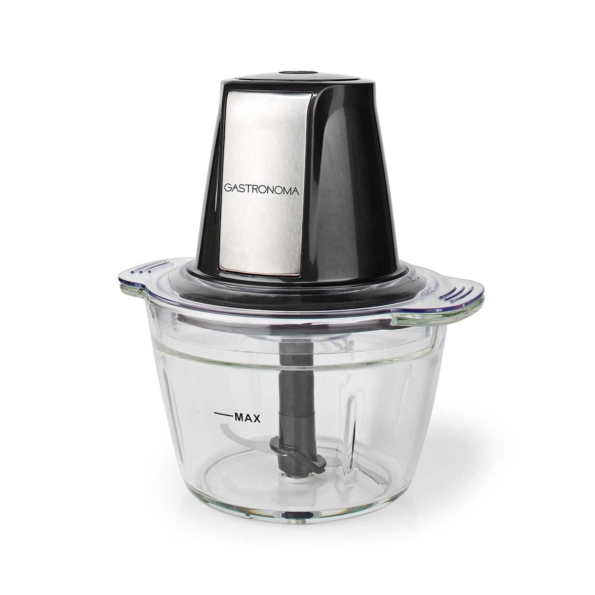Gastronoma 500W Mini Food Processor, 1L Glass Jar Bowl Chopper Shredder with Stainless Steel Blades, Perfect for Salad Nuts Salsa Dips Fruit Vegetable Pesto Curry Pastes & More