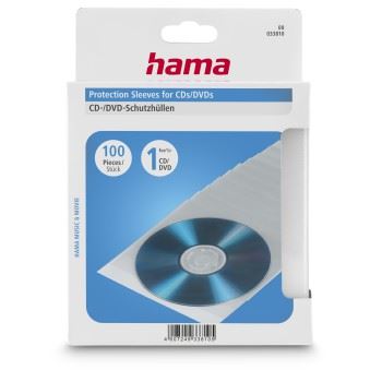 Hama 100 CD/DVD Protective Sleeves - Transparent