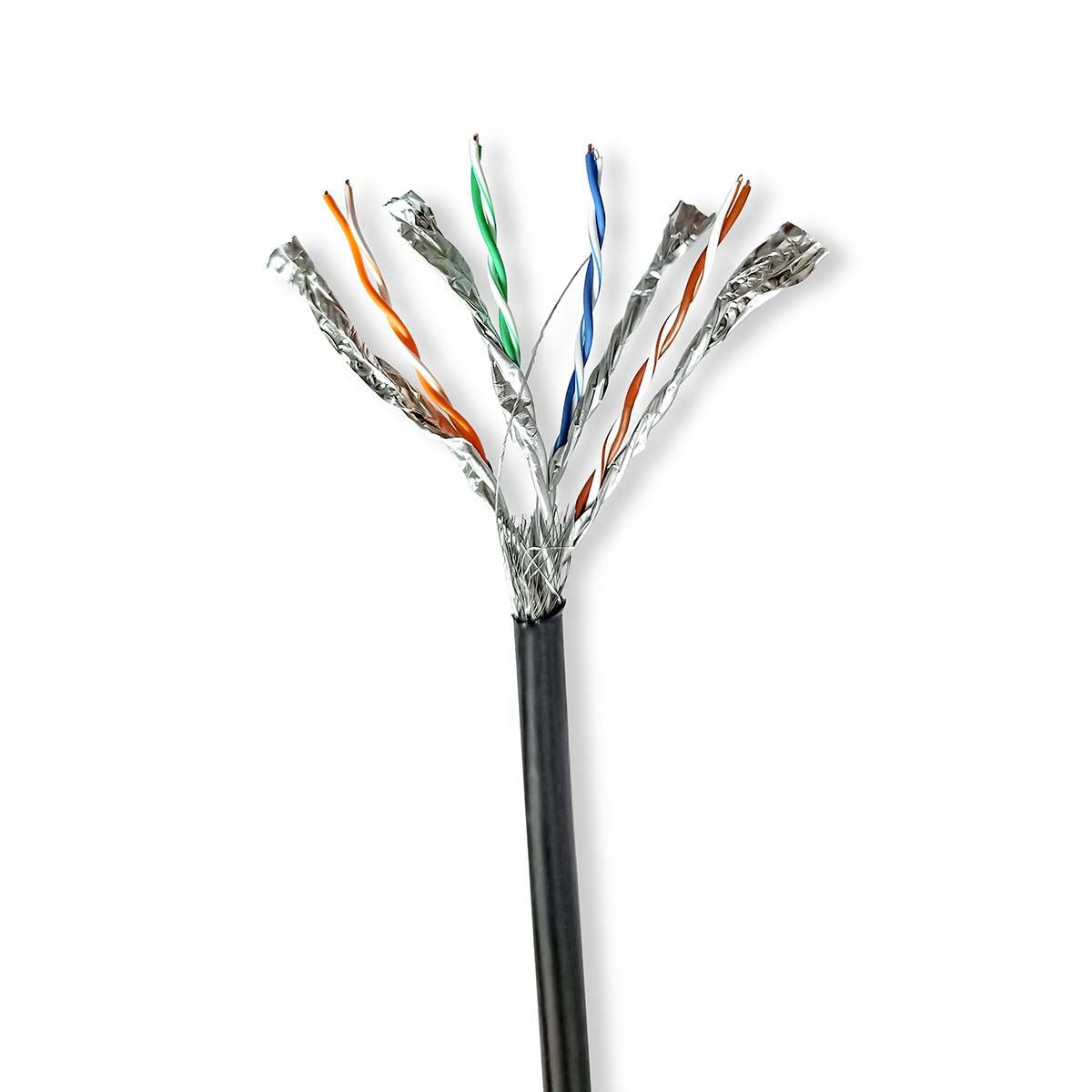 Nedis Network Cable Roll | CAT7 | Solid | S/FTP | Copper | 100.0 m | Outdoor | Round | PE | Black | Pull Box
