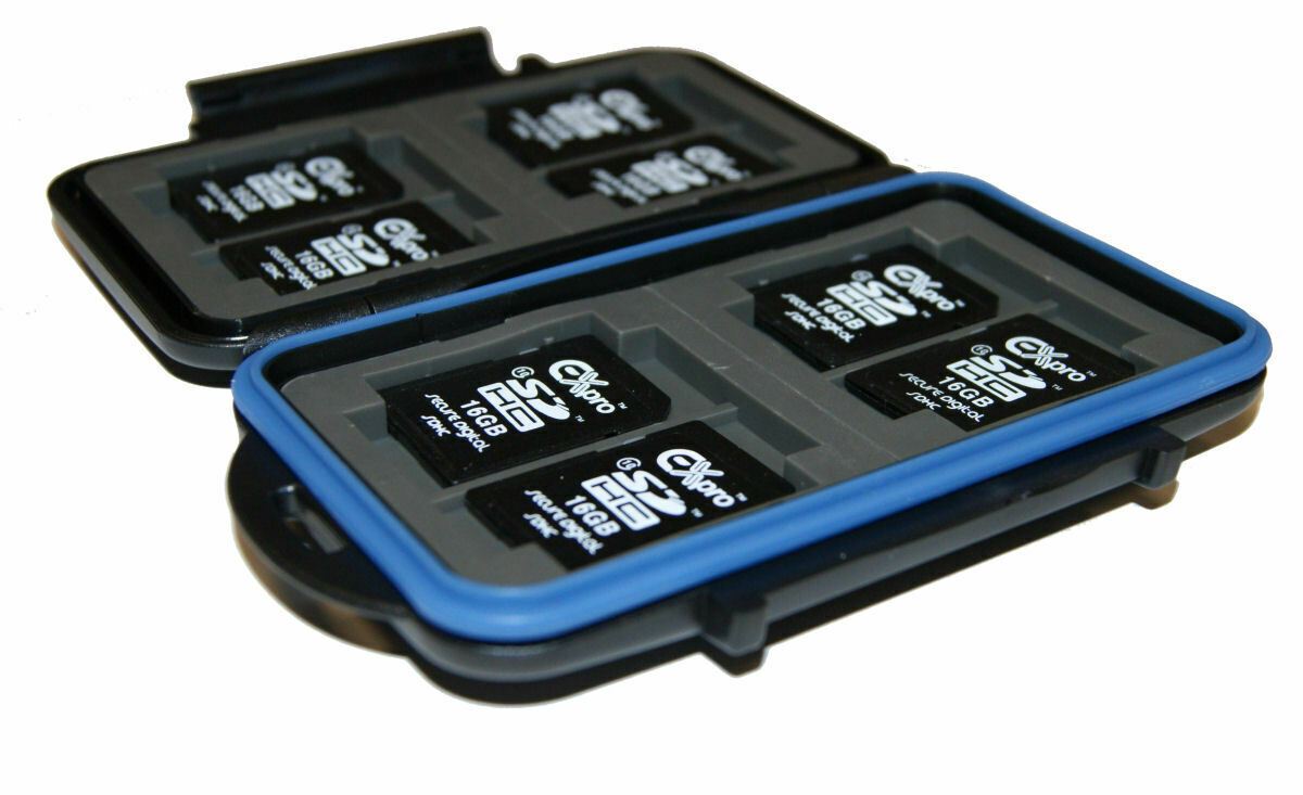 Ex-Pro Tough-Store Waterproof Memory Card Case for SD SDHC SDXC & CF Cards, Holds 8 SD + 4 Compact Flash, Shockproof Anti-Static Storage