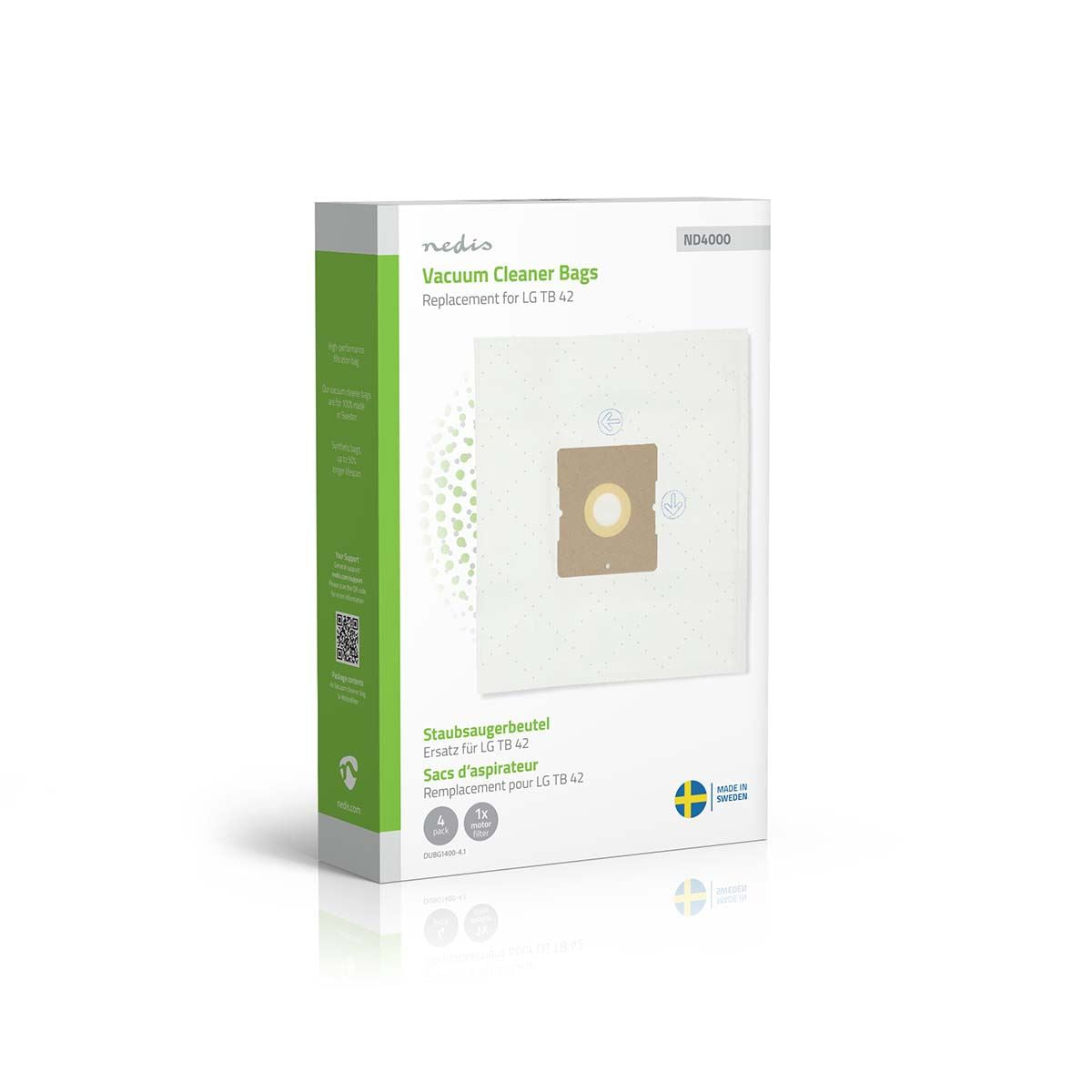 Nedis Vacuum Cleaner Bag | 4 pcs | Synthetic | Replacement for LG TB 42