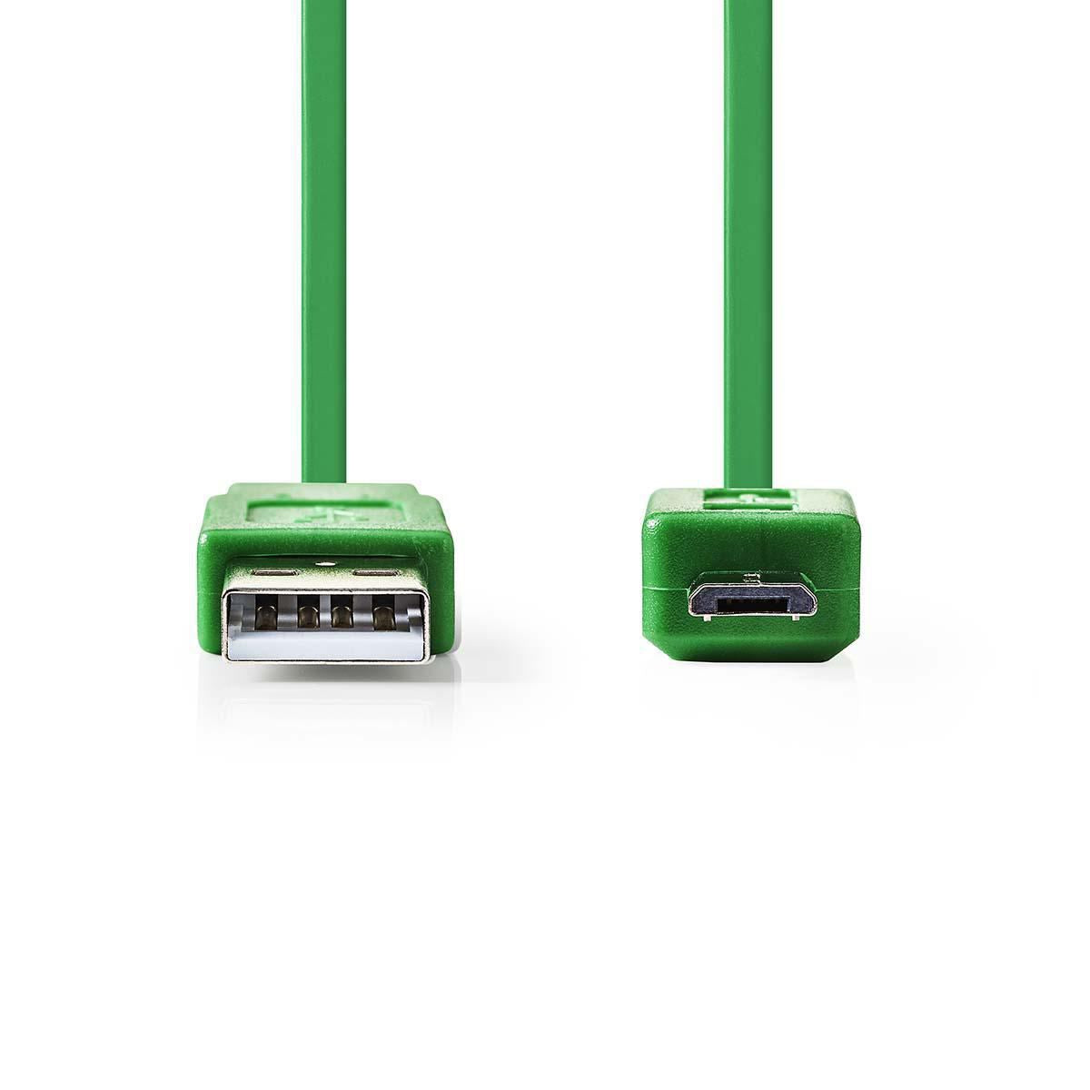 Nedis USB Cable | USB 2.0 | USB-A Male | USB Micro-B Male | 480 Mbps | Nickel Plated | 1.00 m | Flat | PVC | Green