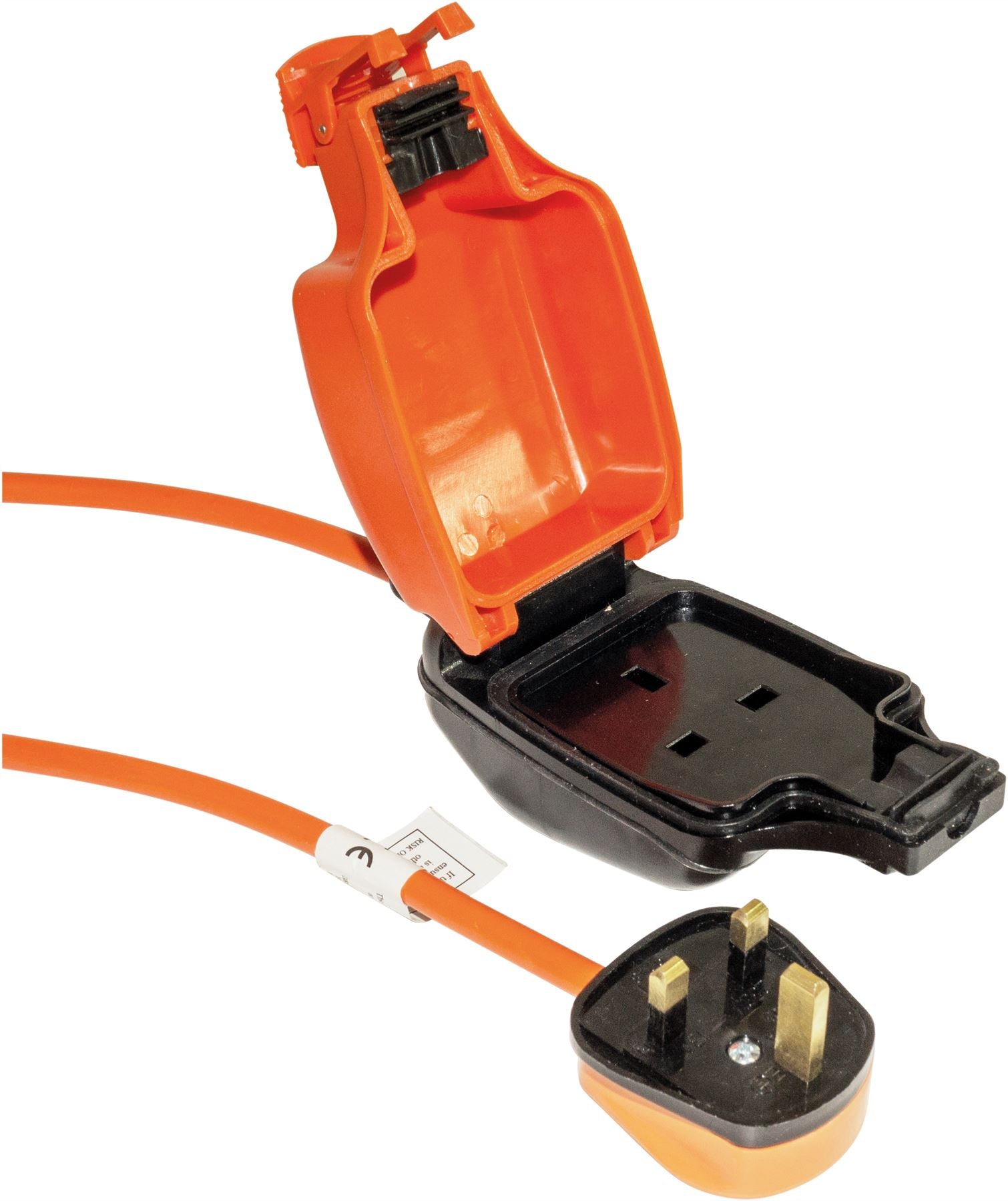 1 Gang 10m Outdoor Garden Mains IP54 Weatherproof Mains Extension Lead Cable Plug - Orange