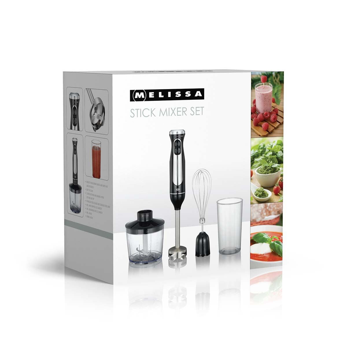 MELISSA 600W Hand Blender, Handheld Stick Immersion Mixer with Stainless Steel Blades, Ideal for Smoothies Shakes Baby Food Soup Purees & Sauces