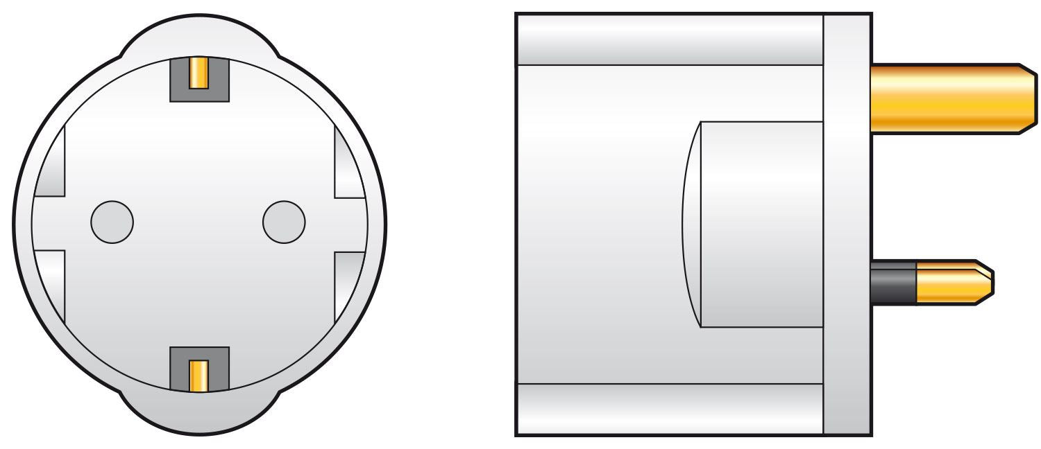 Mercury European Schuko CEE 7/7 Power Mains Socket to UK Travel Visitor Adaptor
