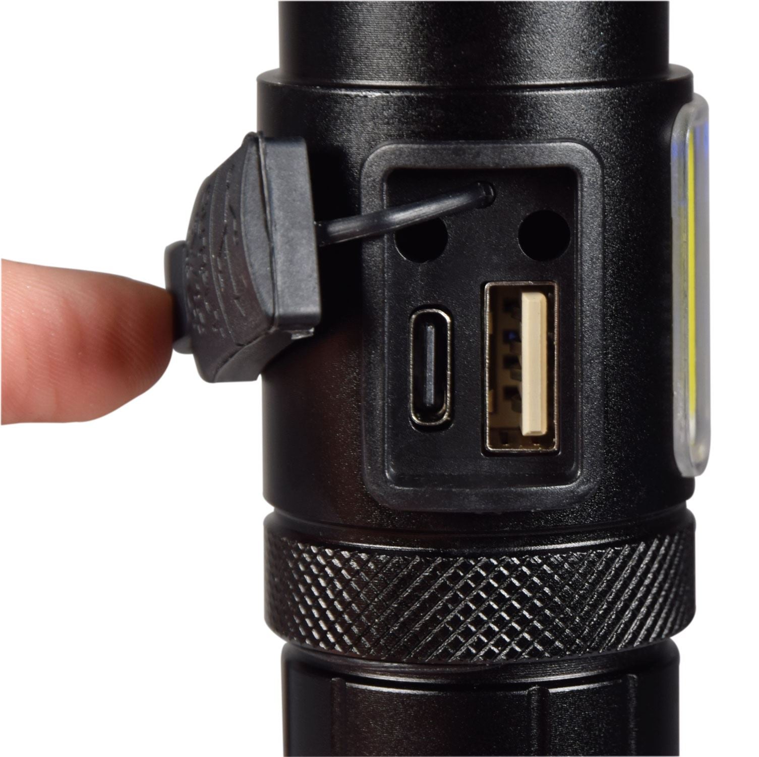 Mercury Mercury | Flashlight COB LED Rugged 7-Mode & Emergency Lamp with USB Rechargeable 5000mAh Powerbank, Telescopic Zoom, and Water-Resistant Metal Body – Ideal for Camping, Hiking, and Emergency Use