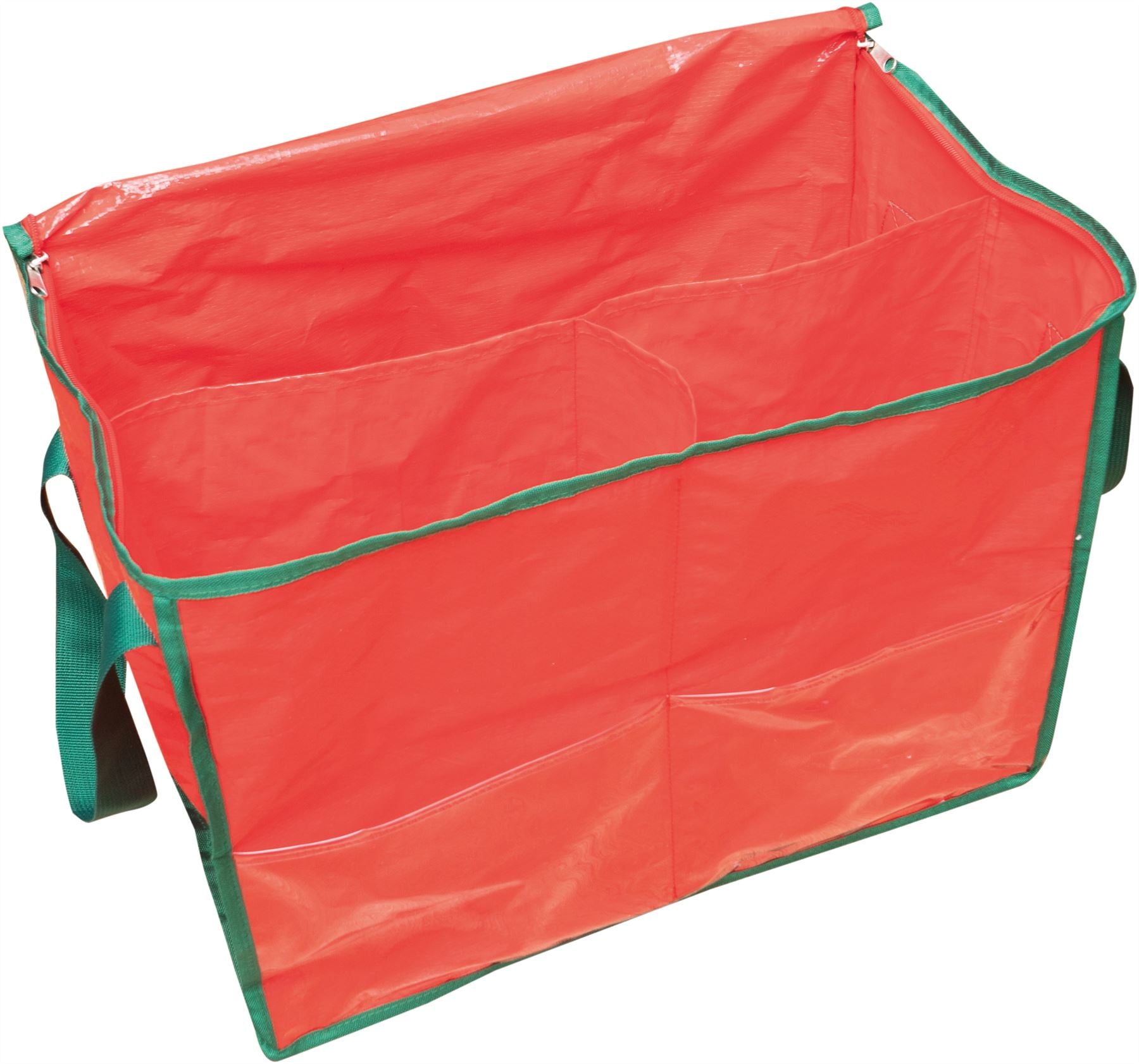 Christmas Storage Bag with Side Pocket and 3 Sections for Xmas Decorations - Red