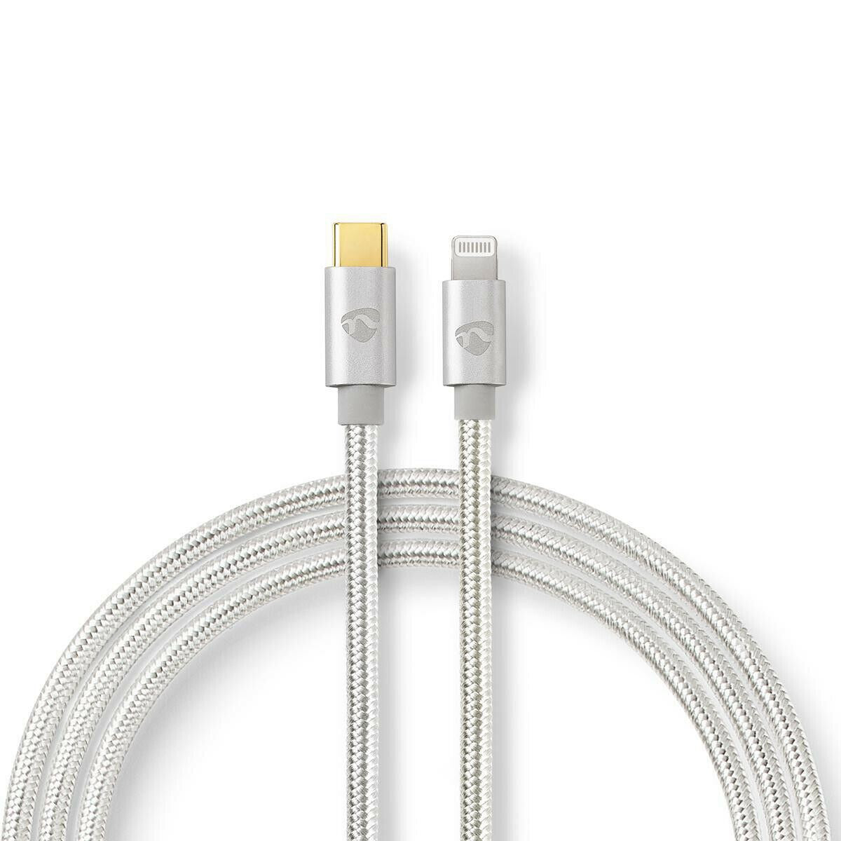 Nedis Lightning Cable | USB 2.0 | USB-C™ Male | Apple Lightning 8-Pin | 480 Mbps | Gold Plated | 2.00 m | Round | Braided / Nylon | Aluminium | Cover Window Box