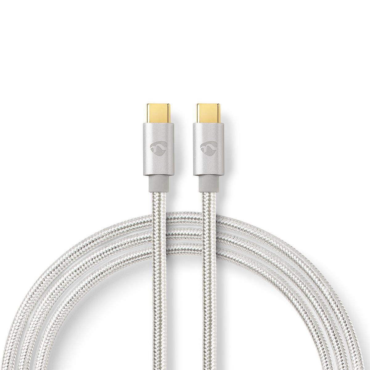 Nedis USB Cable | USB 3.2 Gen 1 | USB-C™ Male | USB-C™ Male | 60 W | 4K@60Hz | 5 Gbps | Gold Plated | 1.00 m | Round | Braided / Nylon | Aluminium | Cover Window Box