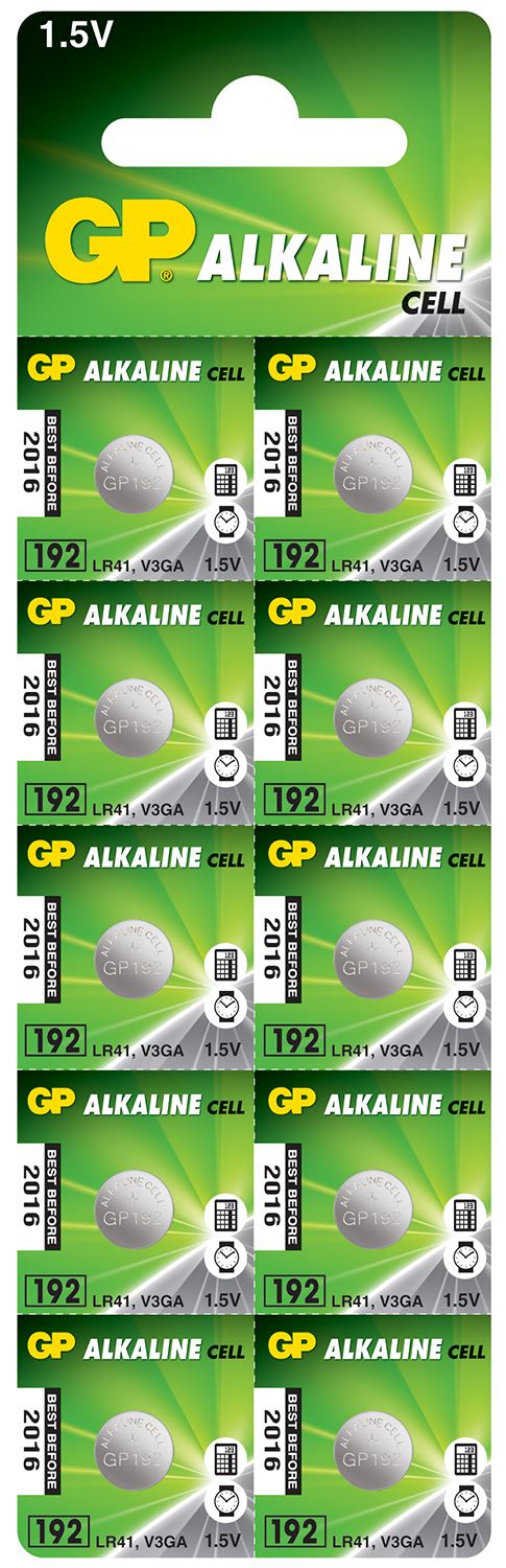 Gp LR41 Battery Alkaline Button Cell - 10 Pack