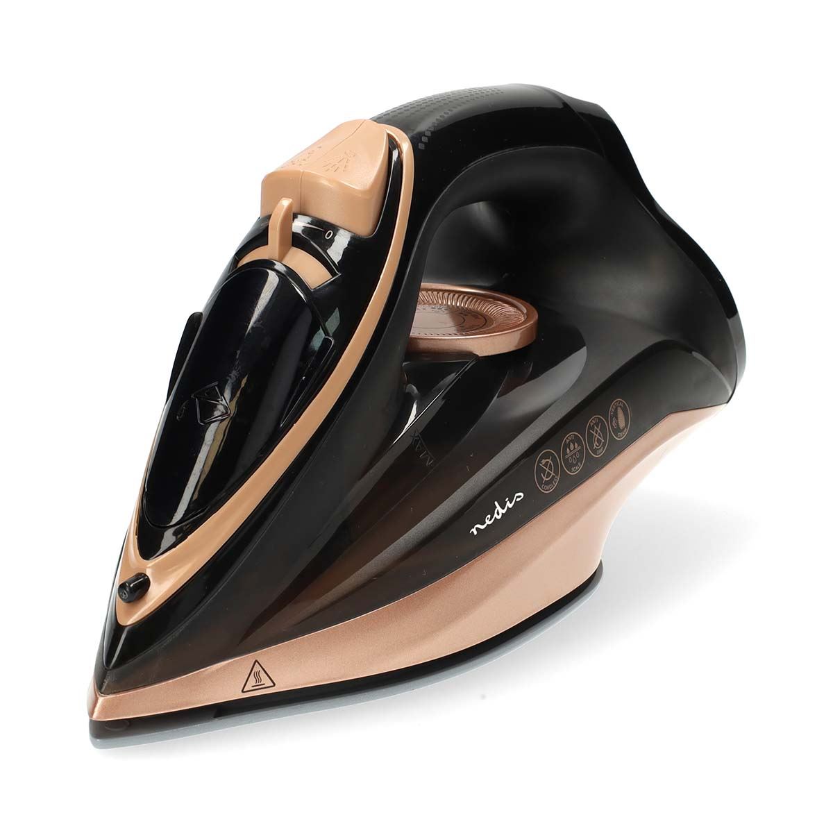 Nedis Steam Iron 2200W, Powerful Fast Heating, Adjustable Steam Control, Vertical Steam Spray Function, Large 260ml Water Tank, Stainless Steel Soleplate - Rose Gold