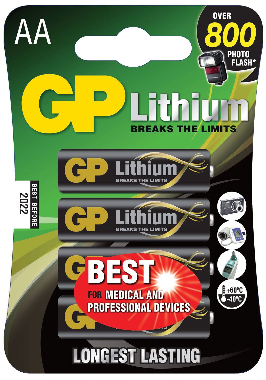 Gp AA Battery Lithium - 4 Pack