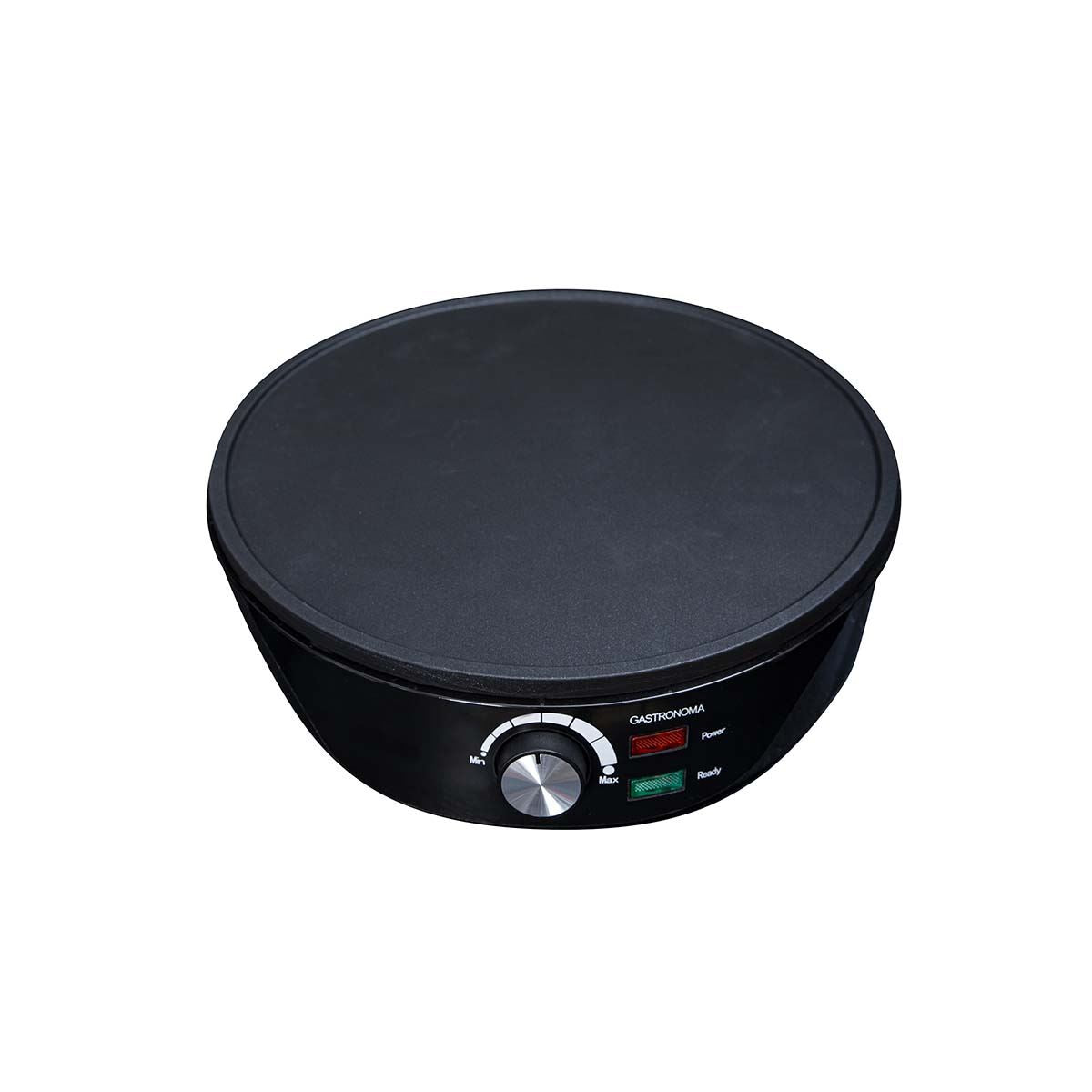 Gastronoma Crepe Maker, Electric 30cm Crepe and Pancake Maker with Non Stick Plate, Adjustable Temperature, Batter Spreader and Spatula, 1000W - Black