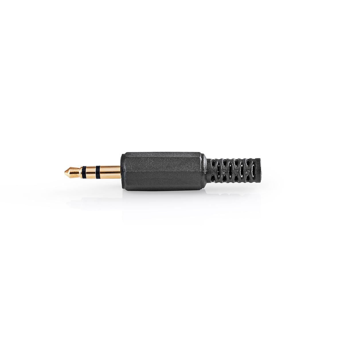 Nedis Audio 3.5mm Jack Connector | Straight | Male | Gold Plated | Soldering | Cable input diameter: 4.0 mm | PVC | Black / Gold | 25 pcs | Envelope