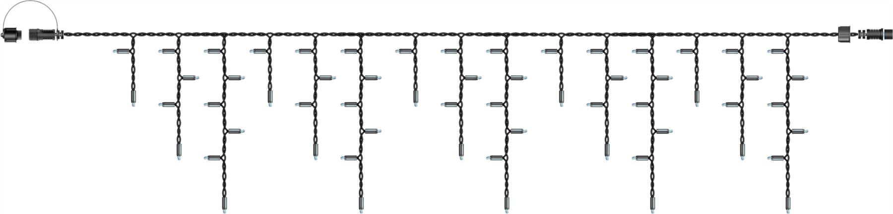 2m Easy-Connect Warm White 60 Icicle Lights Black Rubber With 60/40/20cm Drop with 10% Twinkle